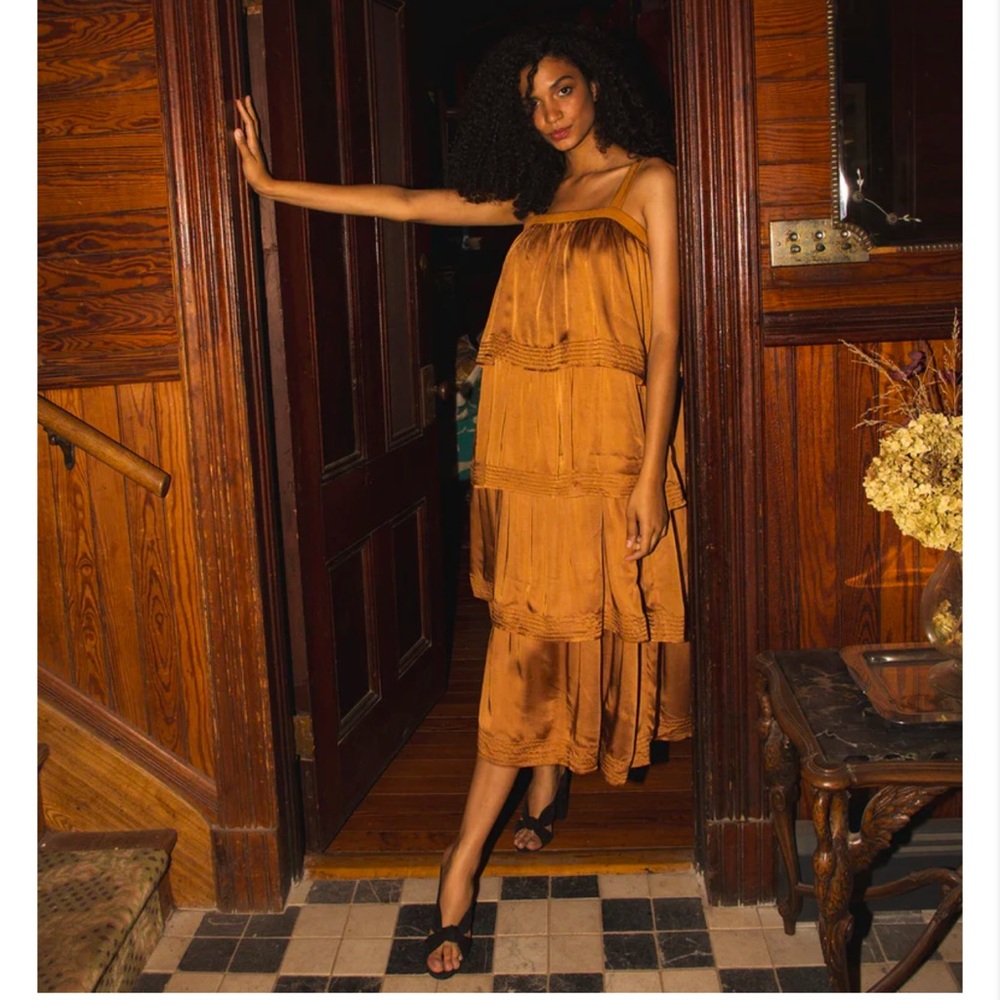 Cleobella Dasha Bronze Midi Dress - XS